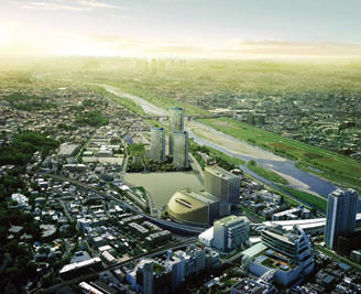 二子玉川東地区第一種市街地再開発事業全景(完成予想CG)